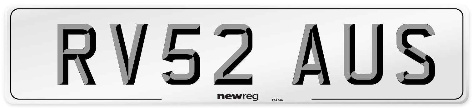 RV52 AUS Number Plate from New Reg